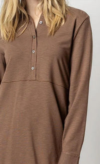 Lilla P - Long Sleeve Seamed Shirt Dress