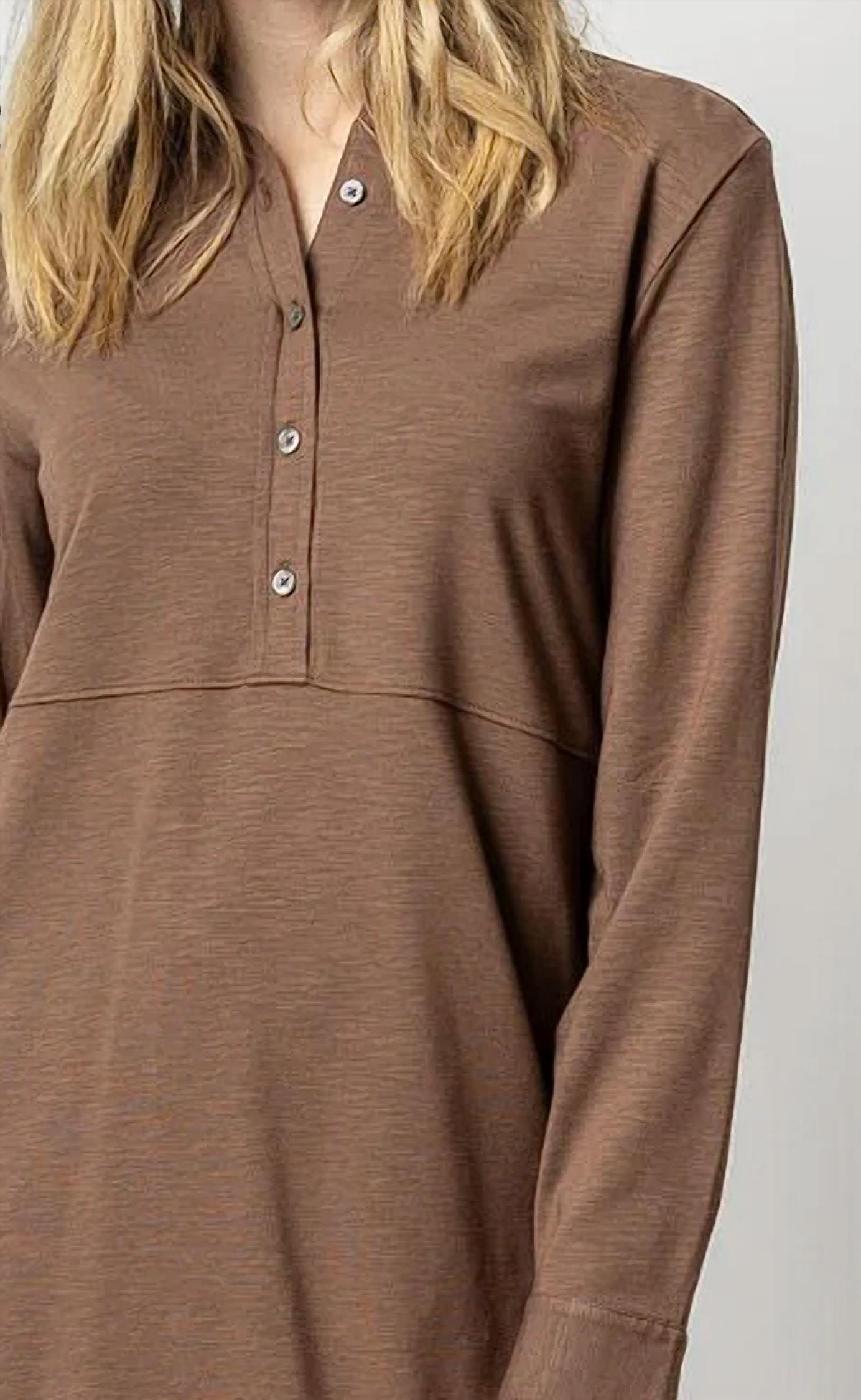 Lilla P - Long Sleeve Seamed Shirt Dress