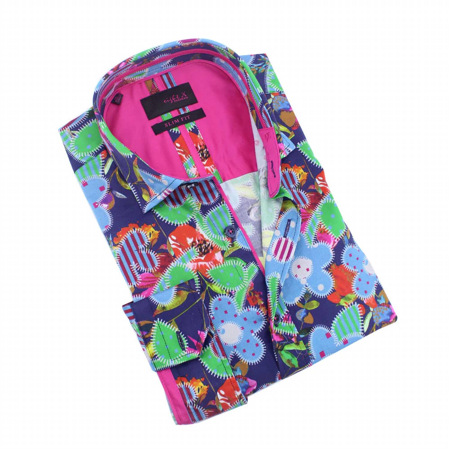 Eight X - Floral Patchwork Print Button Down Shirt