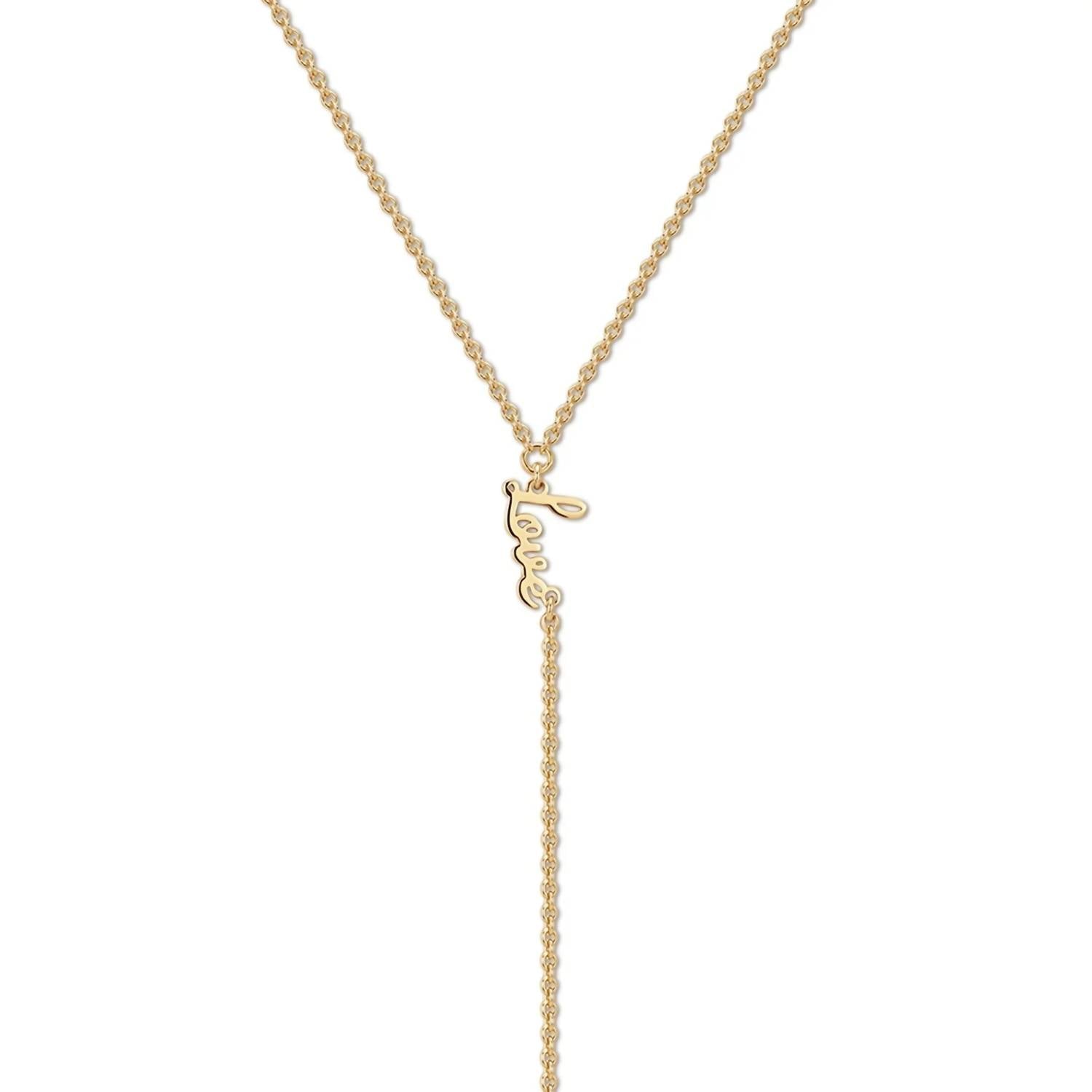 Eklexic - Women's Dainty Script Love Lariat Necklace