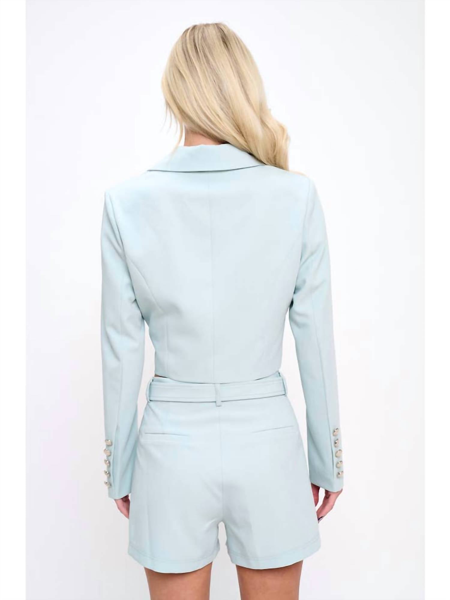 Coalition LA Two Piece Mini Skirt Suit in mint - women's sleepwear - alternate view