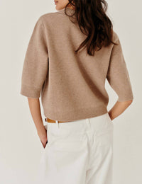 The Garment Como Cropped Cardigan in truffle - women's cardigan - alternate view