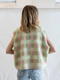 Things Between Multi Color Gingham Vest in mint combo - women's jacket - alternate view