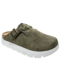 Very G - Women's Cali Braided Buckle Faux Suede Clogs