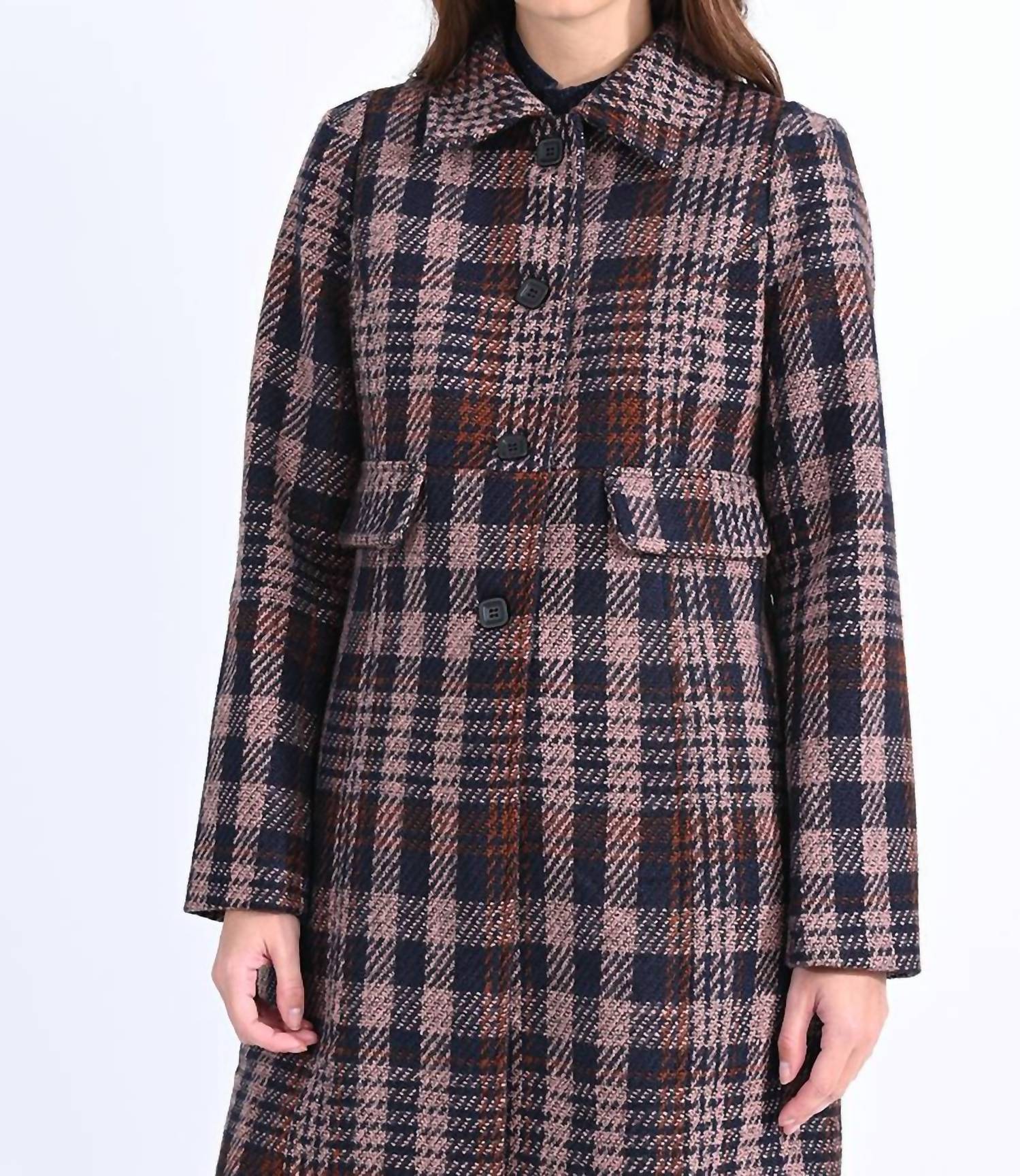 Plaid Pattern Woven Coat