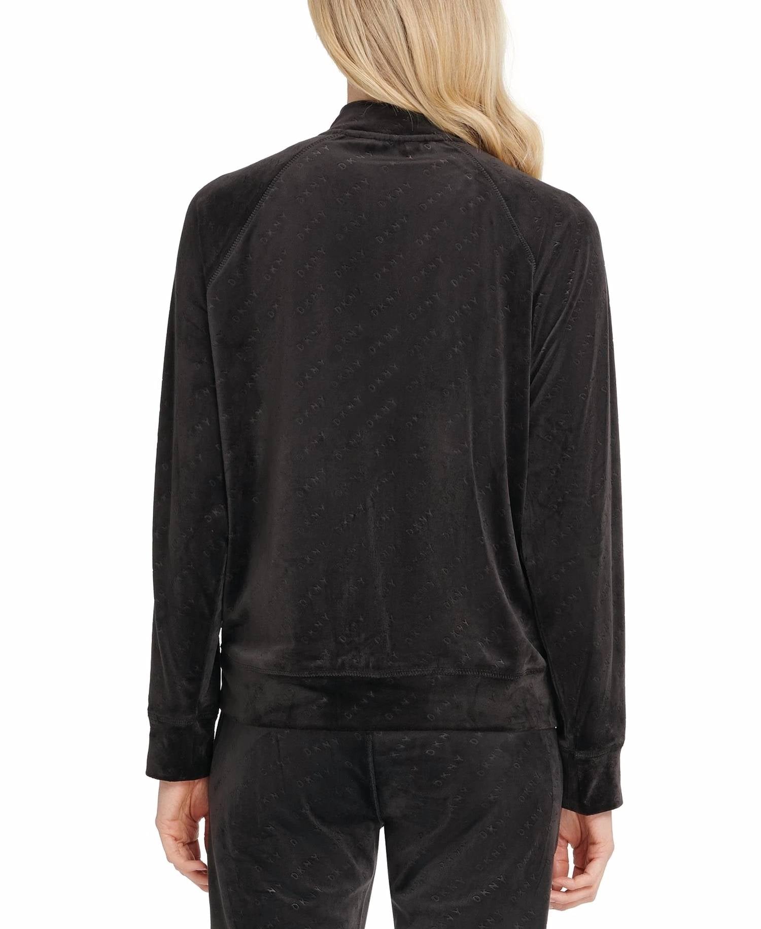 Dkny - Activewear Sport Velour Logo Print Bomber Jacket