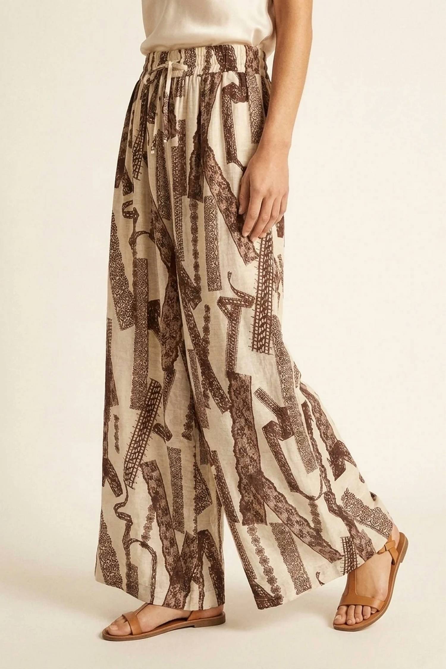 Q2 - Women's Wide Leg Printed Palazzo Pants