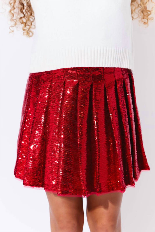 Lola + The Boys - Girl's Pleated Shimmer Skirt