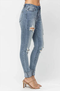 Judy Blue - Women's Susannah High Waist Tall Heavy Destroyed Skinny Jeans