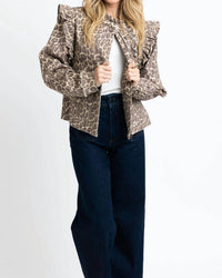 Karlie Denim Ruffle Jacket in leopard - women's jacket