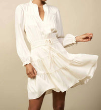 current air Ruffled Elastic Above Knee Dress in ivory - women's dress