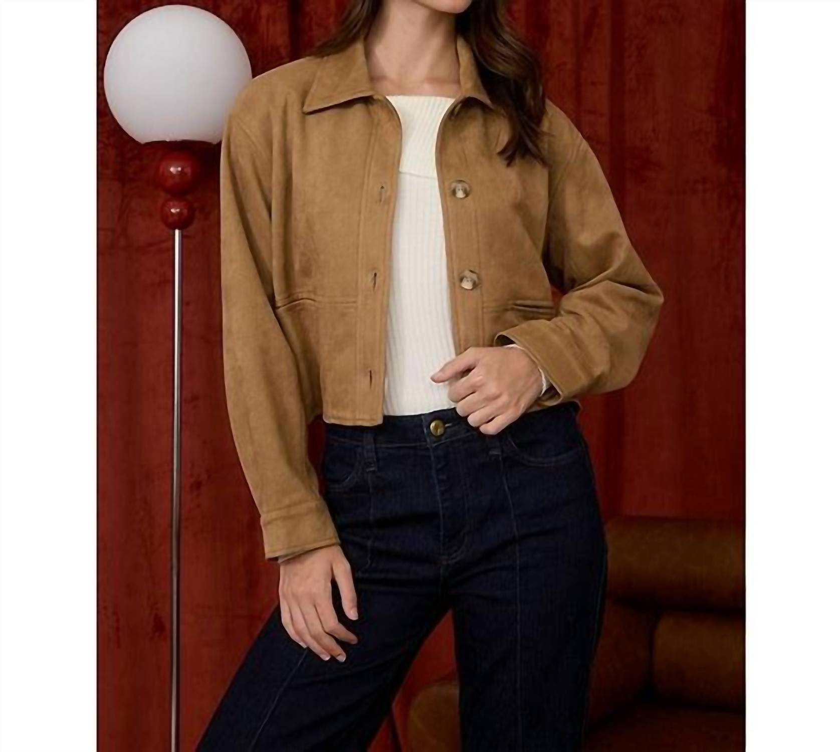 Blu Pepper - Suede Button Down Cropped Jacket