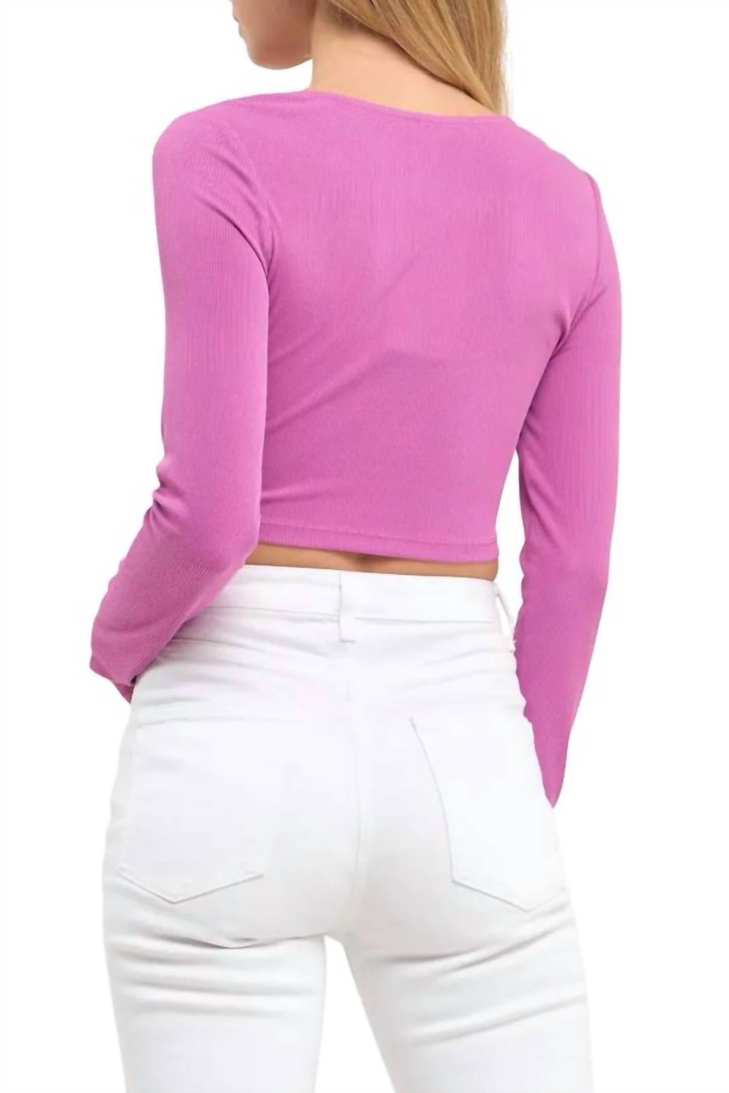 Grey Lab - Front Twist Long Sleeve Crop Top