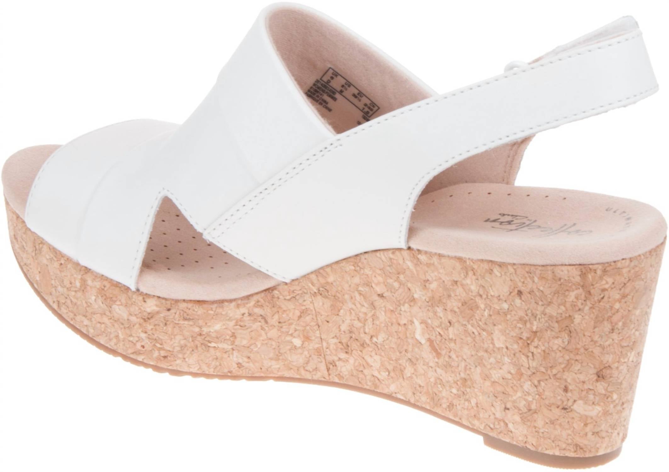 Clarks Women's Annadel Wedge Sandal in white - women's shoe - alternate view