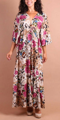 Gigi Moda - Leopard Rose Maxi Dress