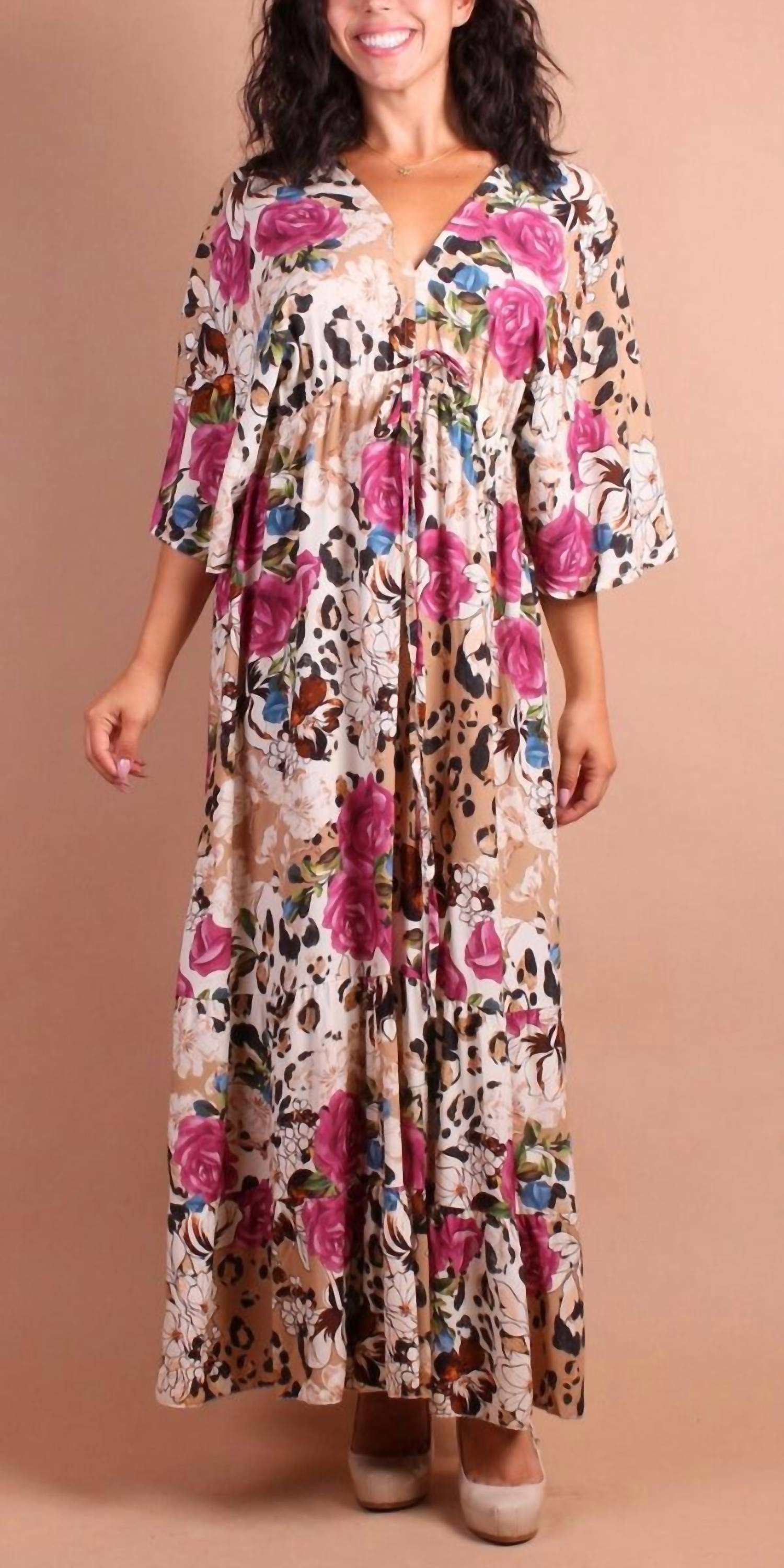 Gigi Moda - Leopard Rose Maxi Dress