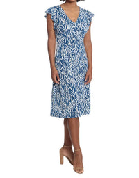 London Times - Gabrielle Leaf Print Dress
