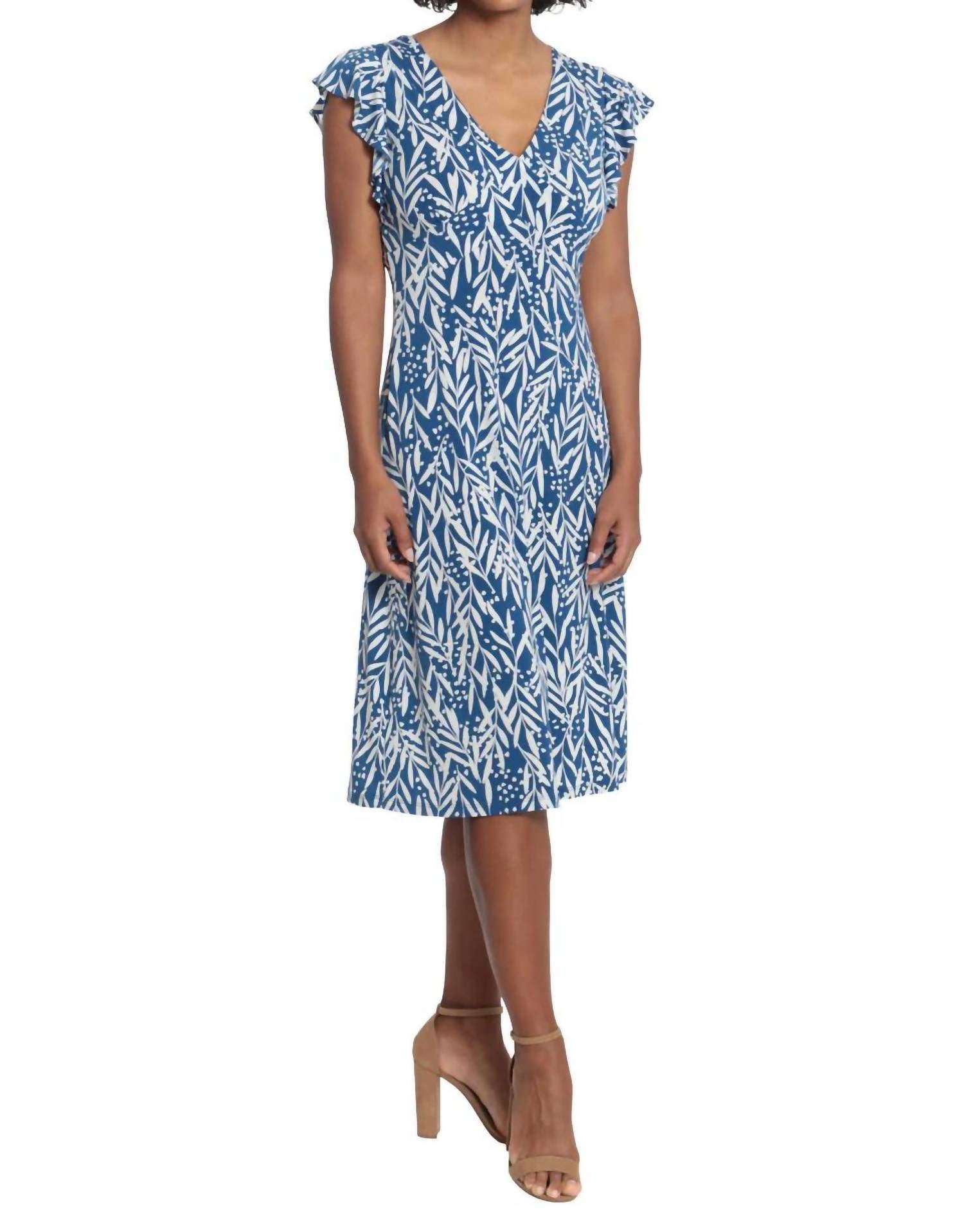 London Times - Gabrielle Leaf Print Dress