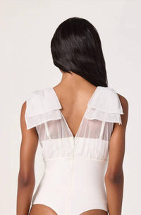 Astr - Maelie Tulle Bow Detail Tank Bodysuit