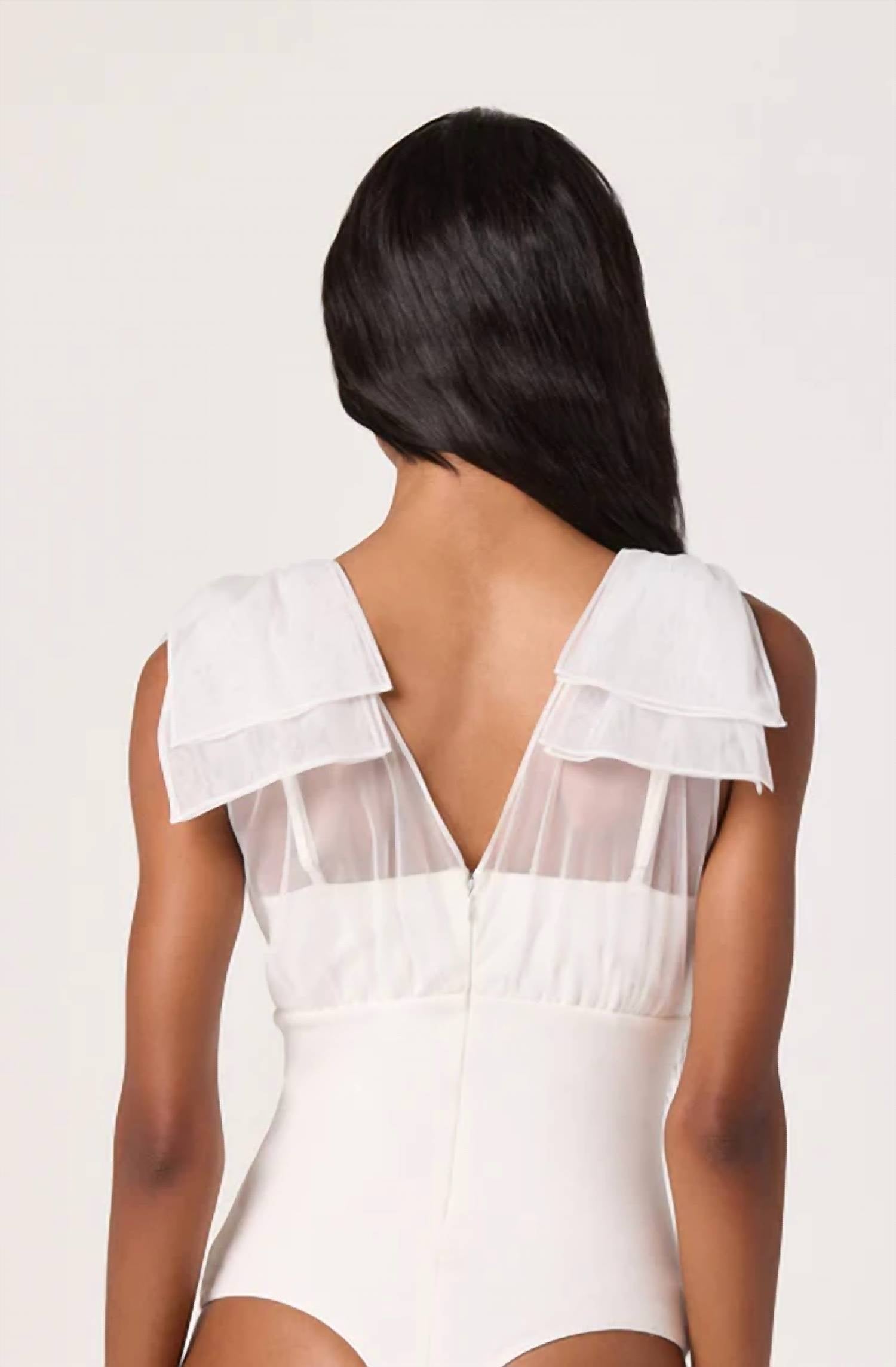 Astr - Maelie Tulle Bow Detail Tank Bodysuit