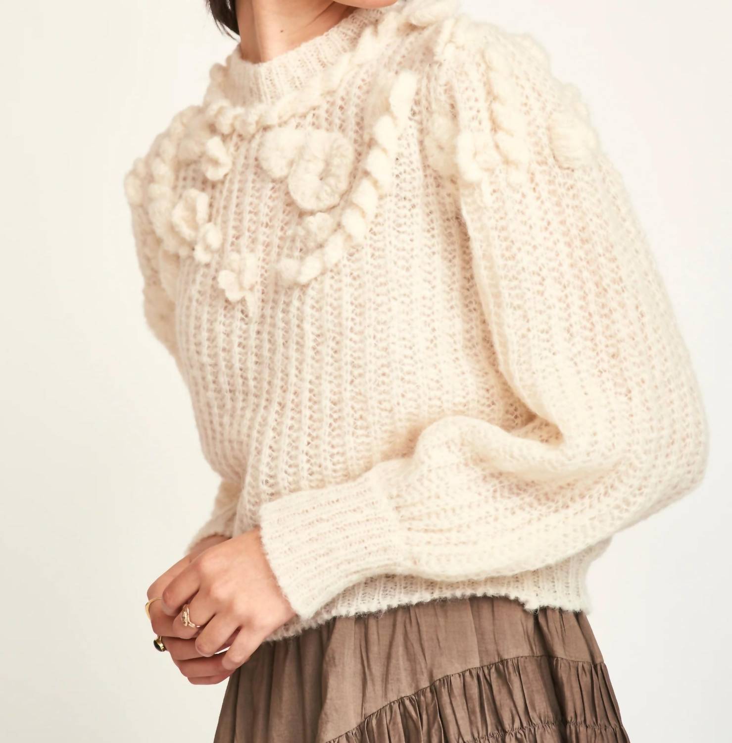 Mirth Moritz Embroidered Pullover Sweater in alabaster 1 - women's sweater - view 6