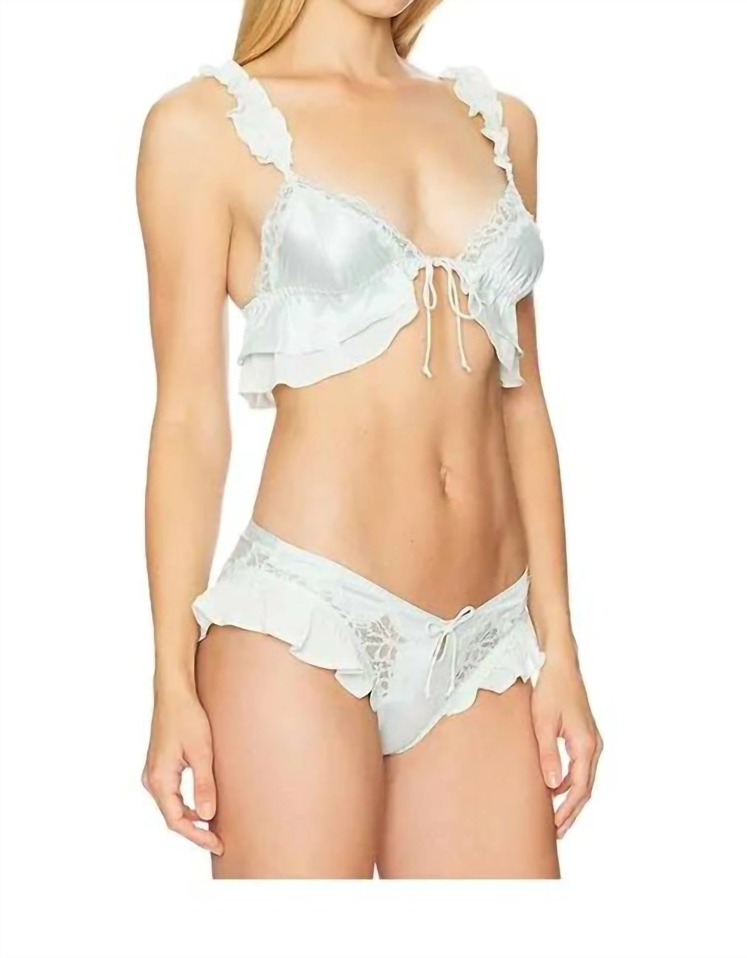 for Love & Lemons Butterfly Lace Ruffle Bralette And Panty Set in mint - women's intimate - alternate view