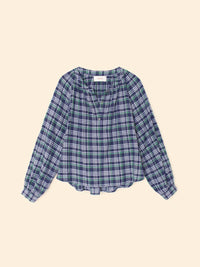 XIRENA Women's Dara Top in forest blue plaid - women's long sleeve top
