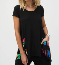 Joseph Ribkoff - Blocked Stripes Short Sleeve Top