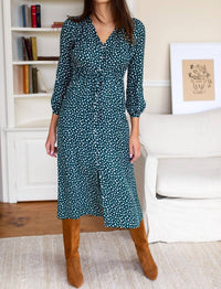 EMERSON FRY May Button Front Dress in marguerite daisy forest - women's dress - view 4