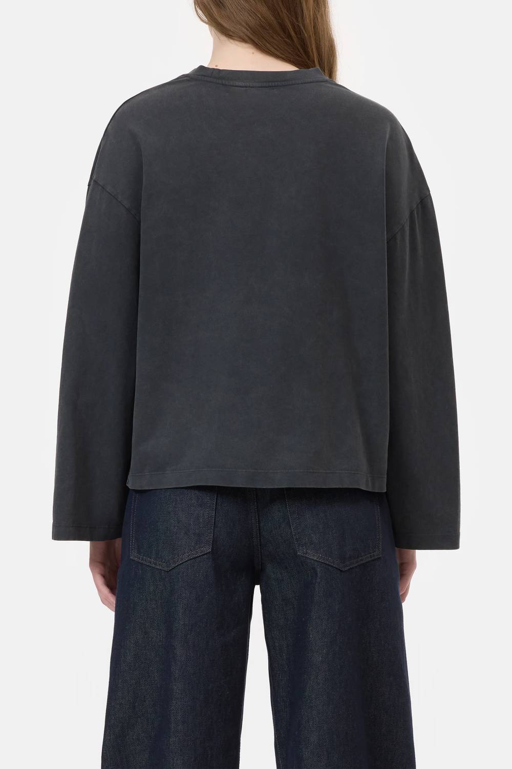 CLOSED Crew Neck Long Sleeve Sweater in black - women's sweater - detail view