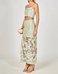 Endless Rose - Strapless Floral Embroidered Top