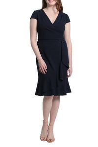 London Times - Ruffled Draped Skirt Sheath Dress
