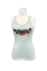 Paparazzi - Sleeveless Top With Embroidery & Beaded Works