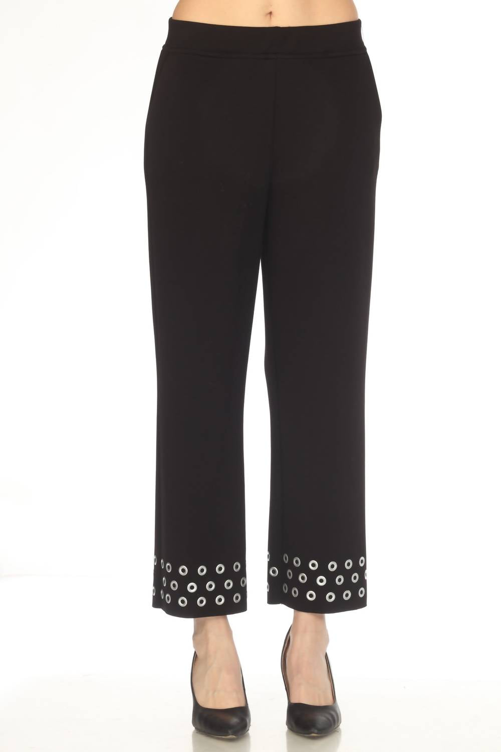 Joseph Ribkoff Grommet Detail Pull On Straight Pants in black 1 - women's pants - view 4
