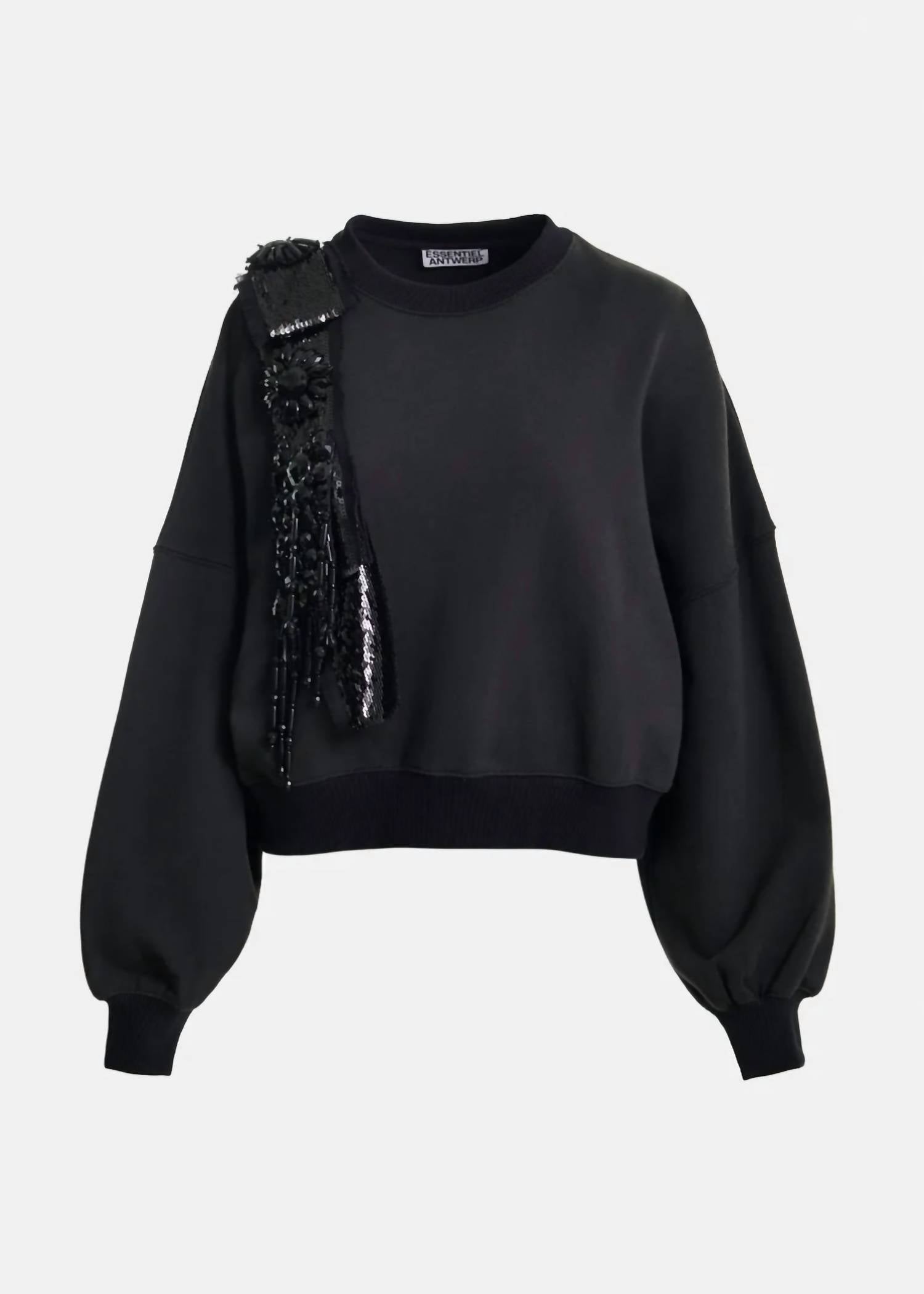 ESSENTIEL ANTWERP Ijoux Embroidered Sweatshirt in black - women's top - view 4