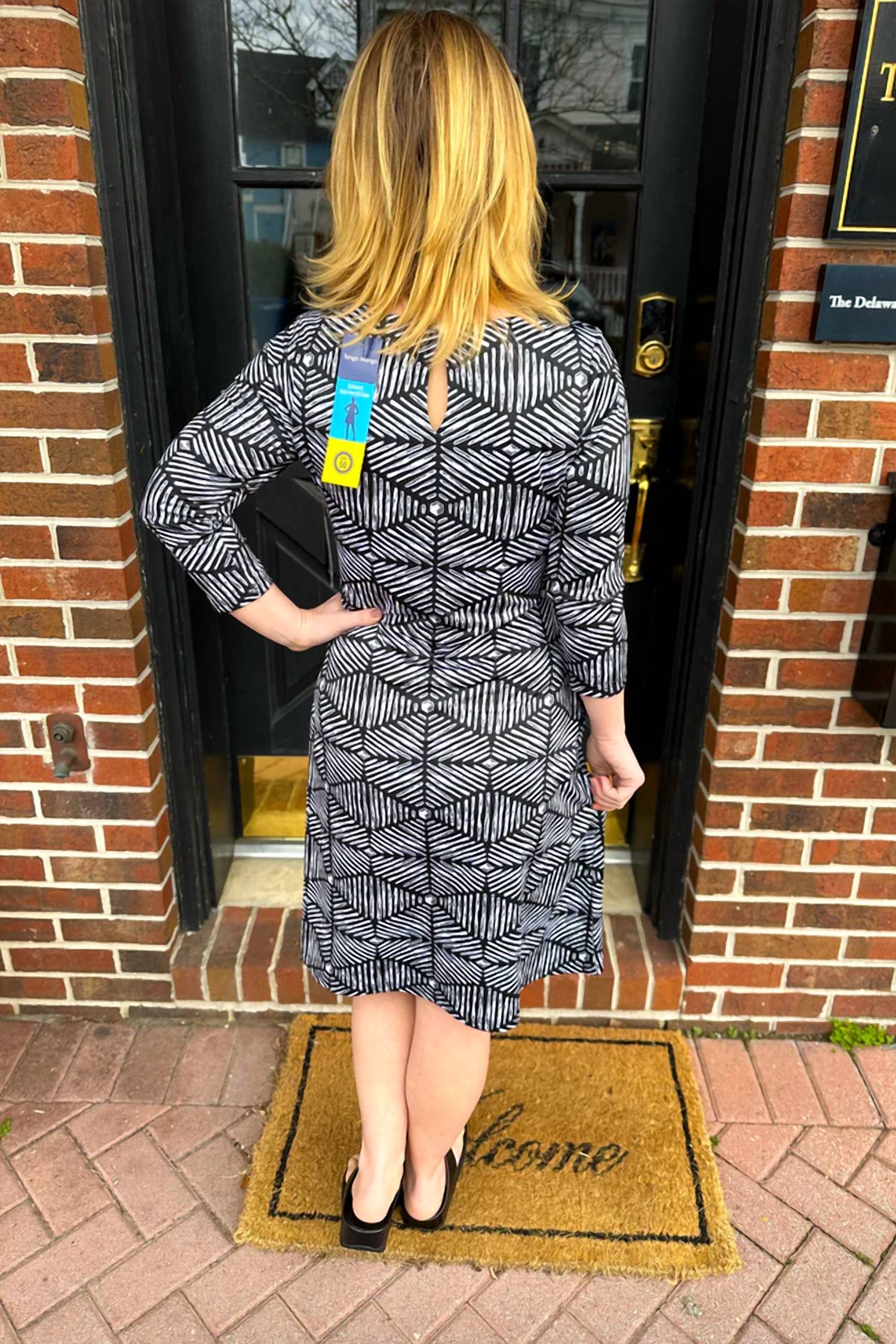 Tango Mango 3/4 Sleeve Spf Dress in black and white print - women's dress - view 4