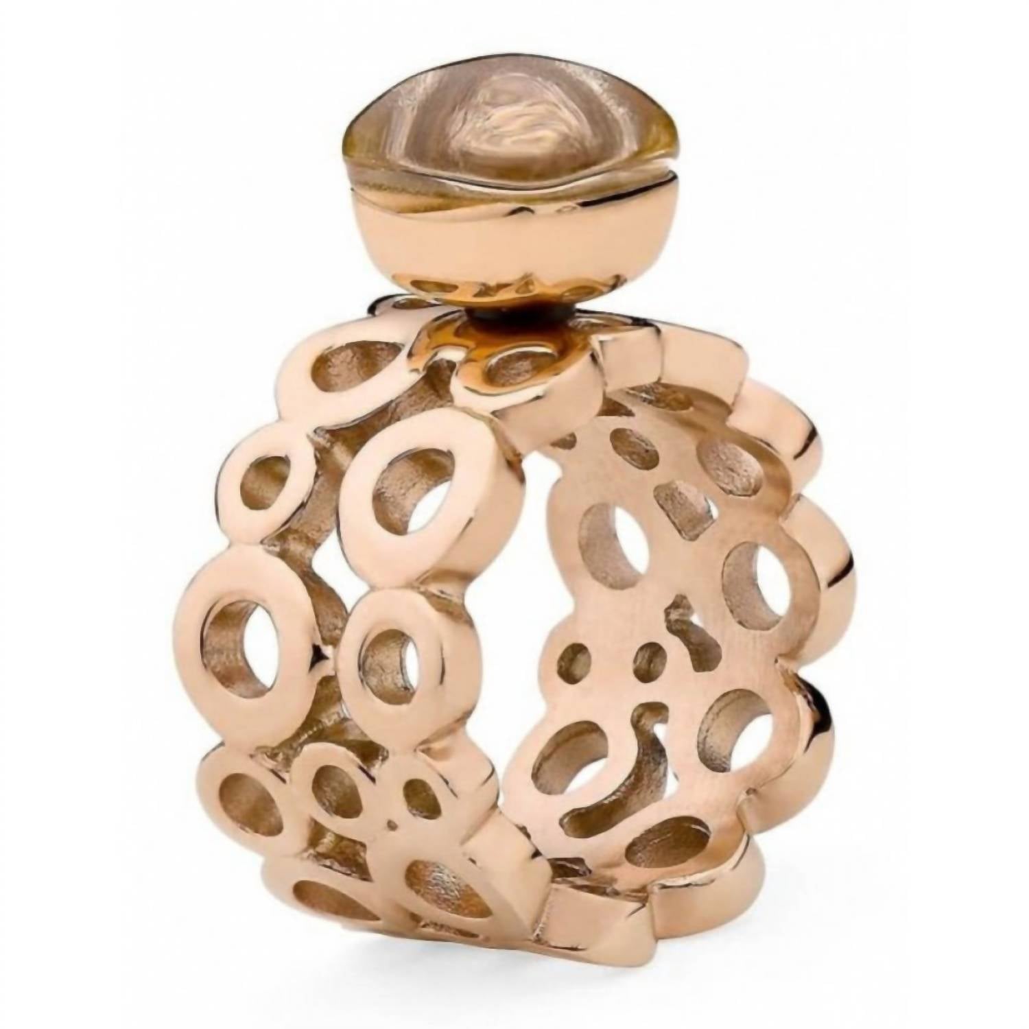 Qudo Women's Basic Ancona Ring in rosegold - women's jewelry - detail view