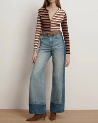 Veronica Beard Long Sleeve Dilia Top in malt navy red oak - women's long sleeve top