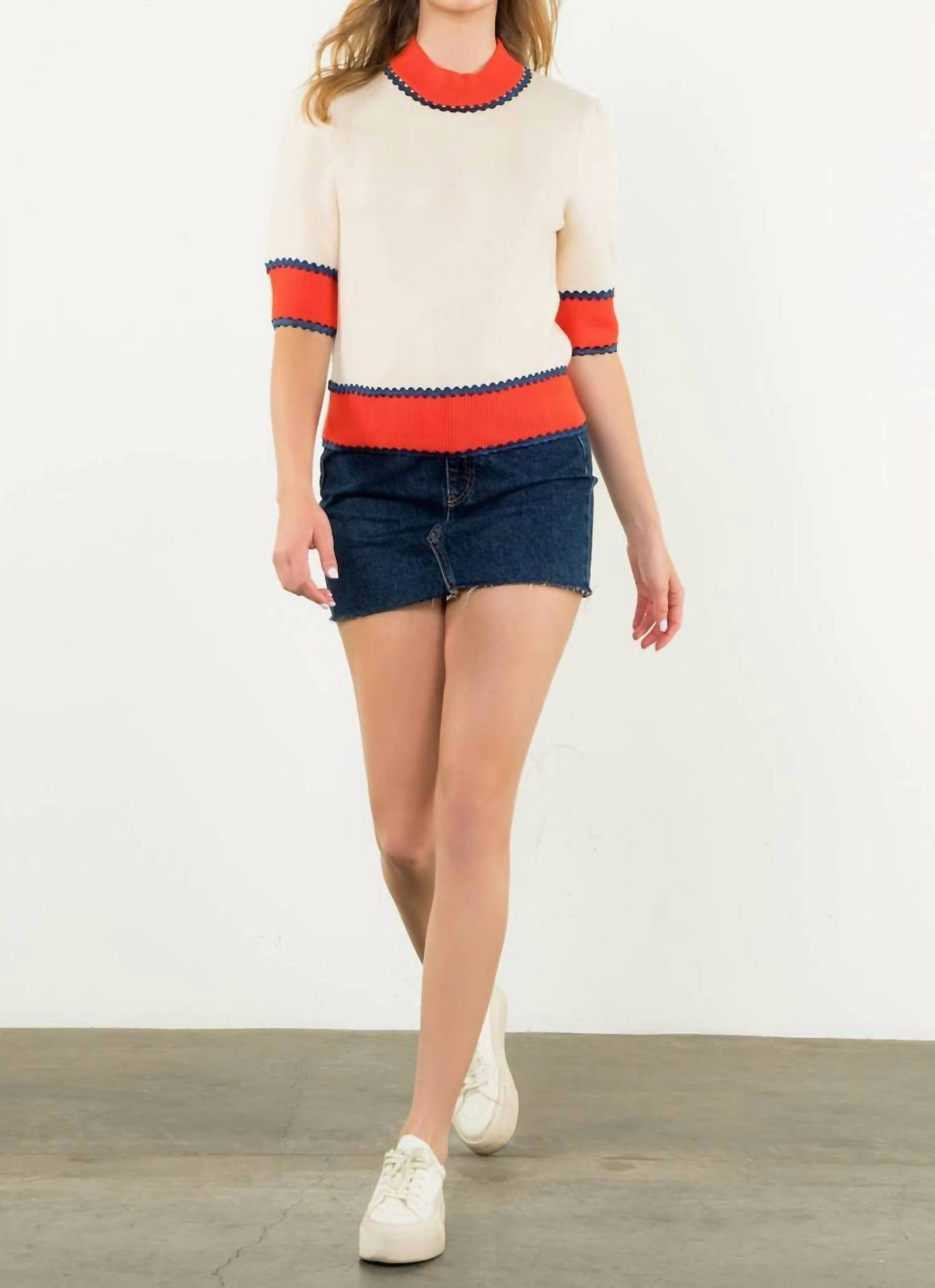 Thml - Short Sleeve Colorblock Knit Top