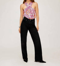 Fifteen Twenty Sasha Twist Front Top in retro print - women's shirt