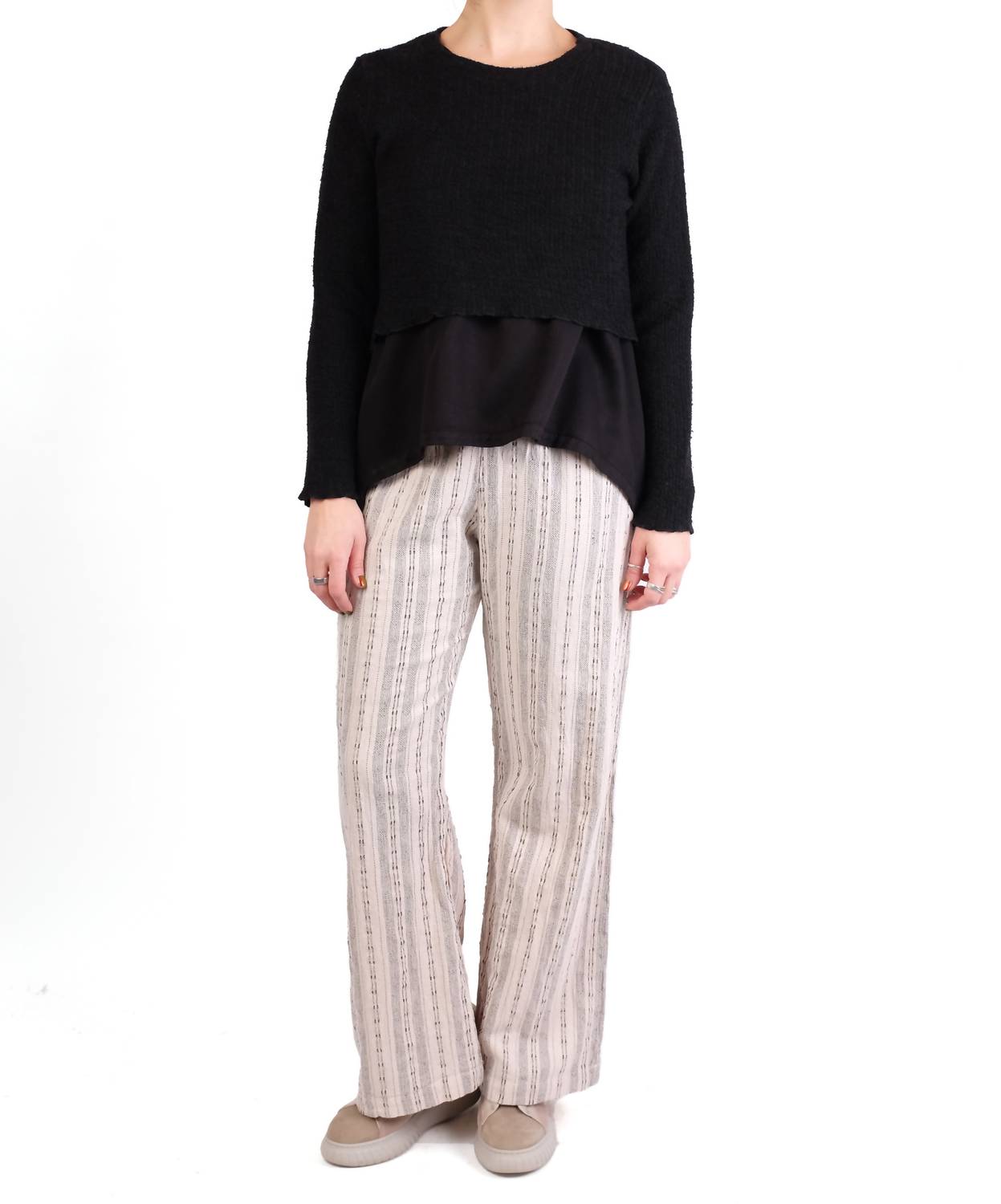 Cut Loose - Curved Crewneck Crop Sweater