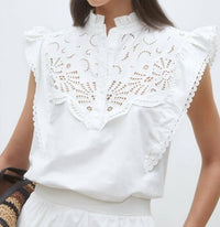 Suncoo - Louna Embroidered Ruffled Blouse