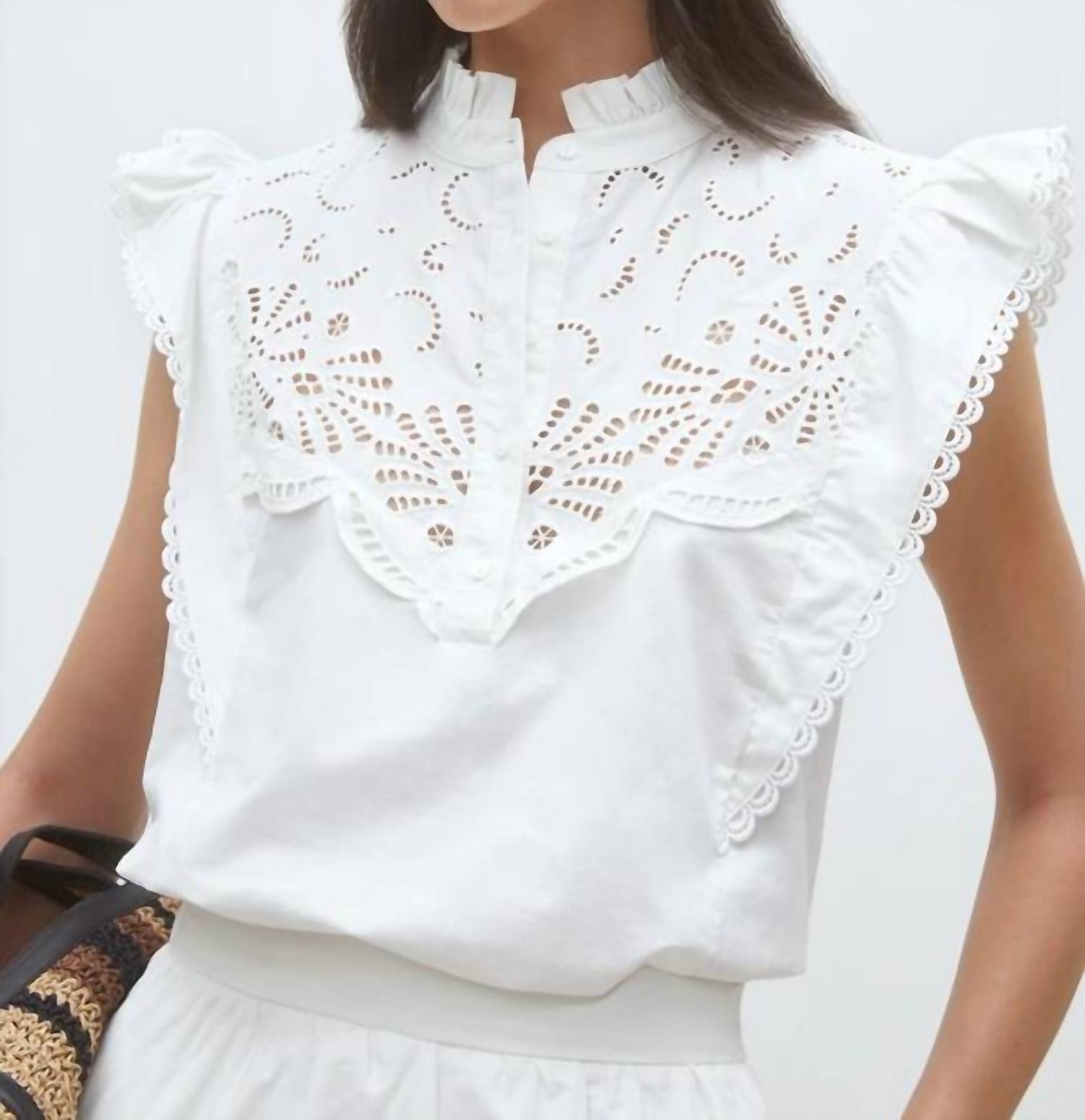 Suncoo - Louna Embroidered Ruffled Blouse