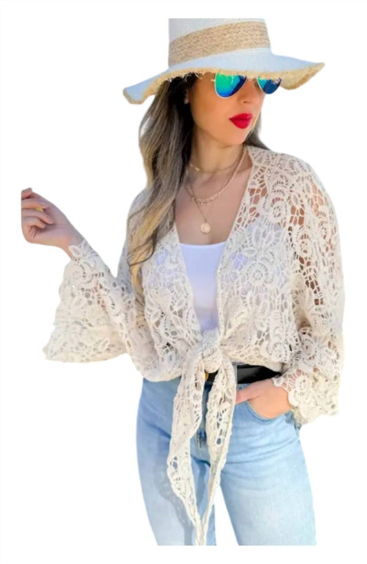 Amoli - Crochet Bell Sleeve Cardigan Coverup