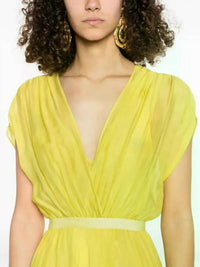 forte forte Chiffon Silk Maxi Dress in yellow - women's dress - view 4