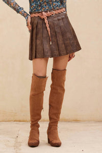 Promesa - Faux Leather Pleated Mini Skirt
