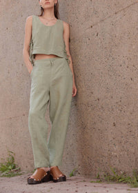 Eve Gravel - Devi Linen High Waist Pants