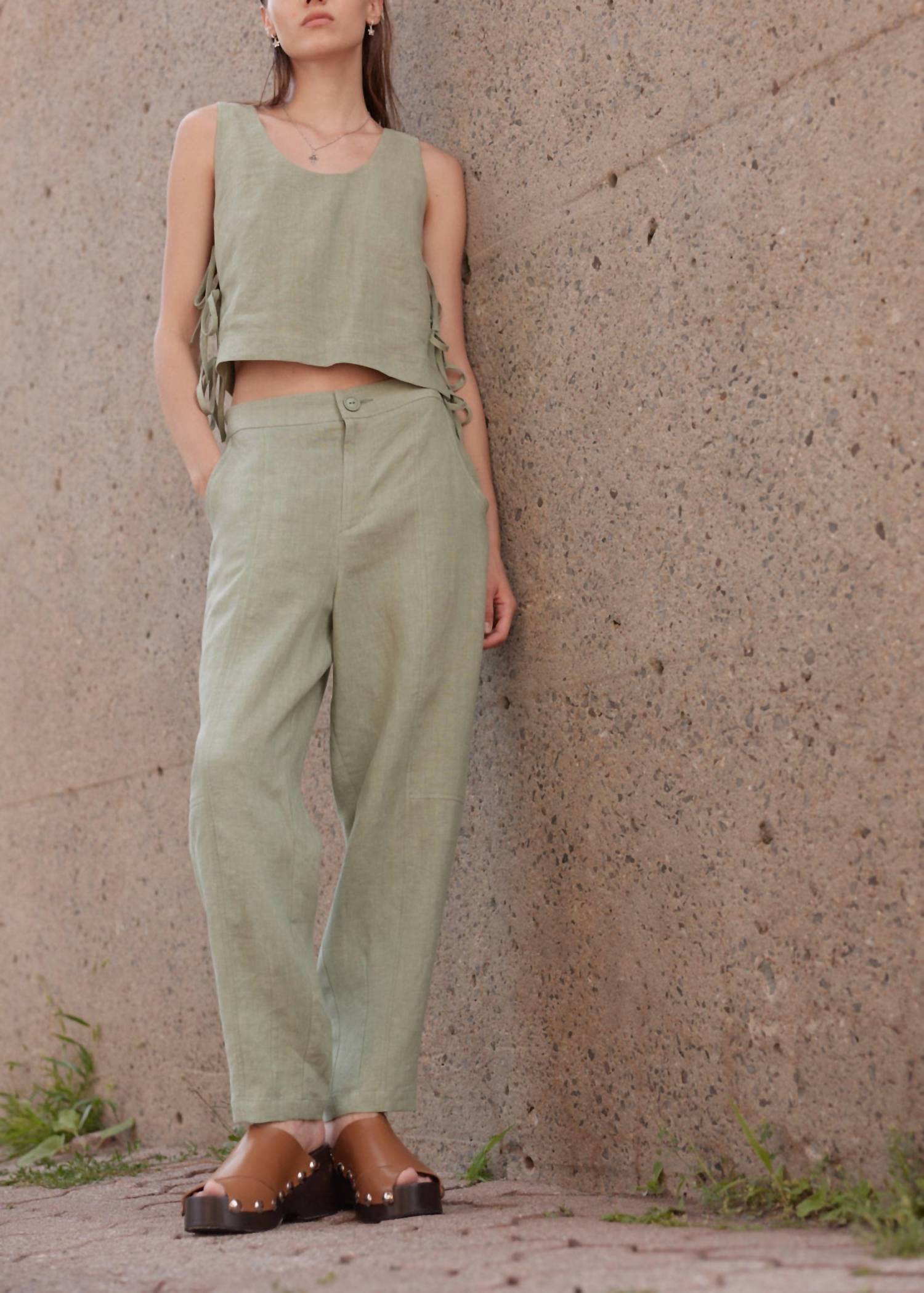 Eve Gravel - Devi Linen High Waist Pants