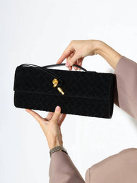 Mint Exclusives Women's Suede Knot Clutch Bag in black - women's bag