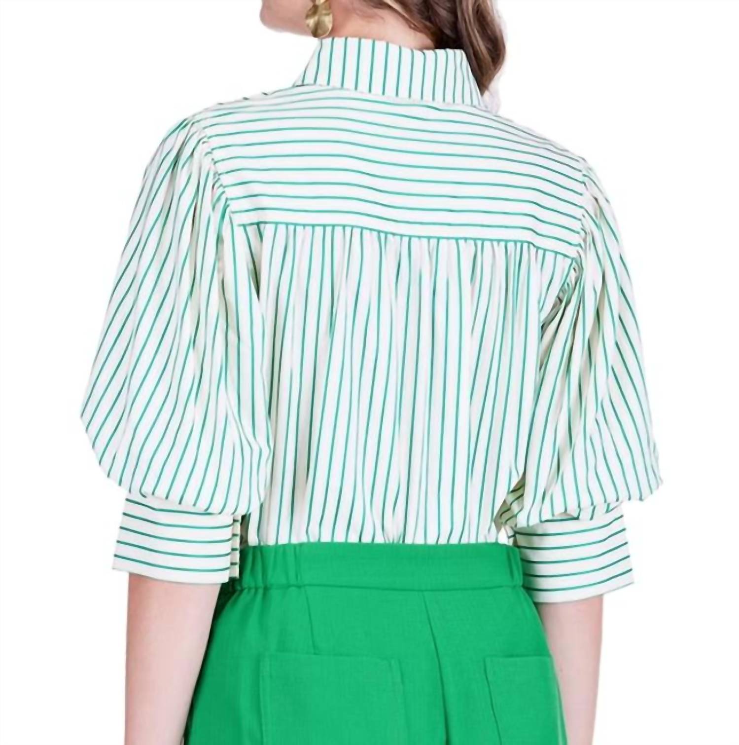Joy Joy - Stripe Puff Sleeve Top
